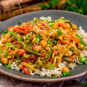 Sweet Asian Chilli Chickpeas and Cabbage