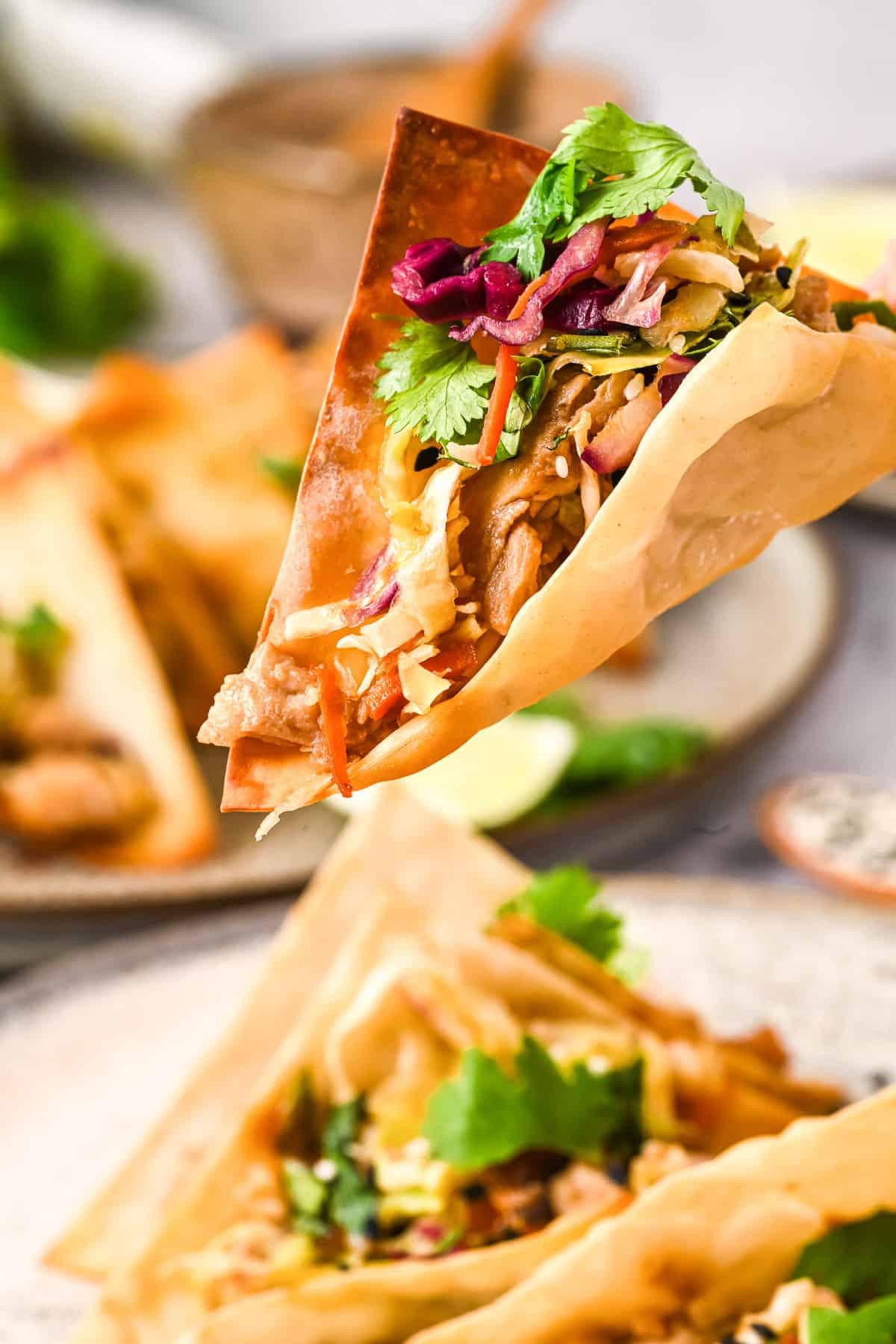 Jerk Chicken Wonton Tacos Pic